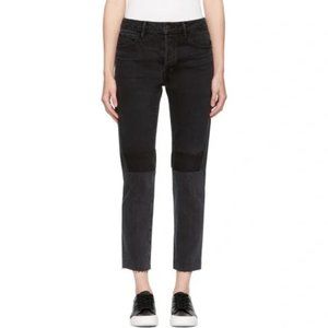 Helmut Lang High Rise Crop Slim Vintage Black Patchwork Jeans Size 28